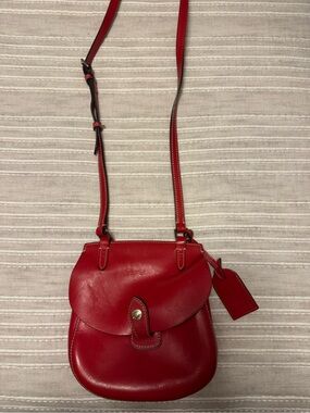 Dooney & Bourke Red Leather Crossbody Saddle Bag